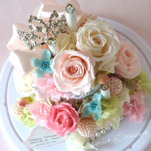 真珠婚式結婚記念日30周年両親へサプライズのプレゼントルミケーキ(ピンク)サブ画像